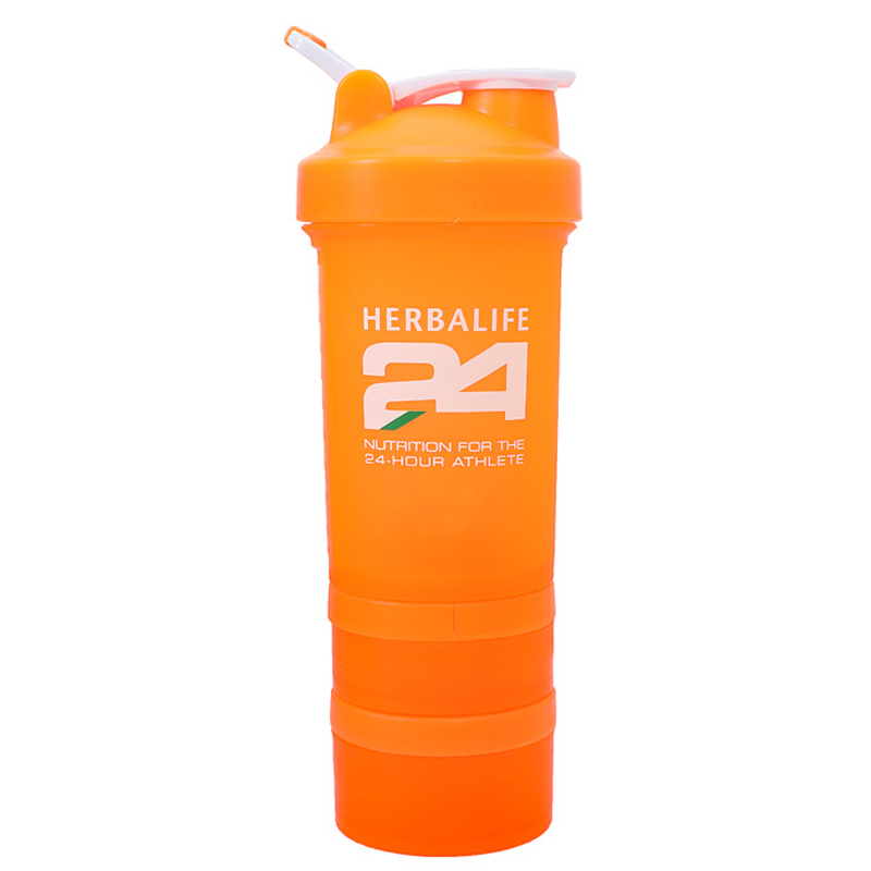 JOUDOO-bouteille de nutrition à l'herbalife 1000ml, pour shaker, pour lait, bouteille en paille, pour sport, gourde spatiale,: 500ml 24 orange