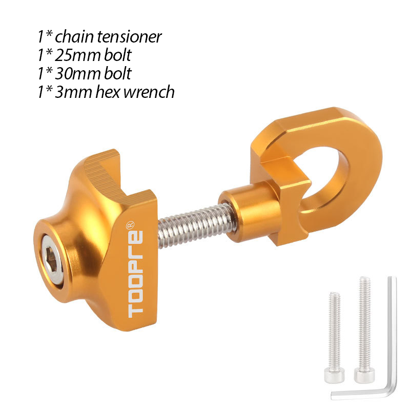 Toopre Faltrad Single Geschwindigkeit Kettenspanner Fahrrad BMX Fest Ausrüstung Kettenspanner Aluminiumlegierung Passend für 3/8 Achsen: gold