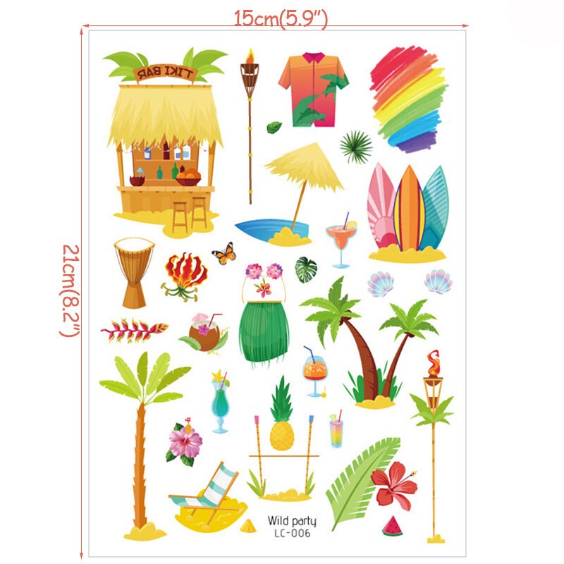 1 stk flamingo tropisk hawaiiansk fest hjemmeinnredning tatoveringsklistremerker sommer midlertidige tatoveringer hawaii luau strandfest dekorutstyr: 4