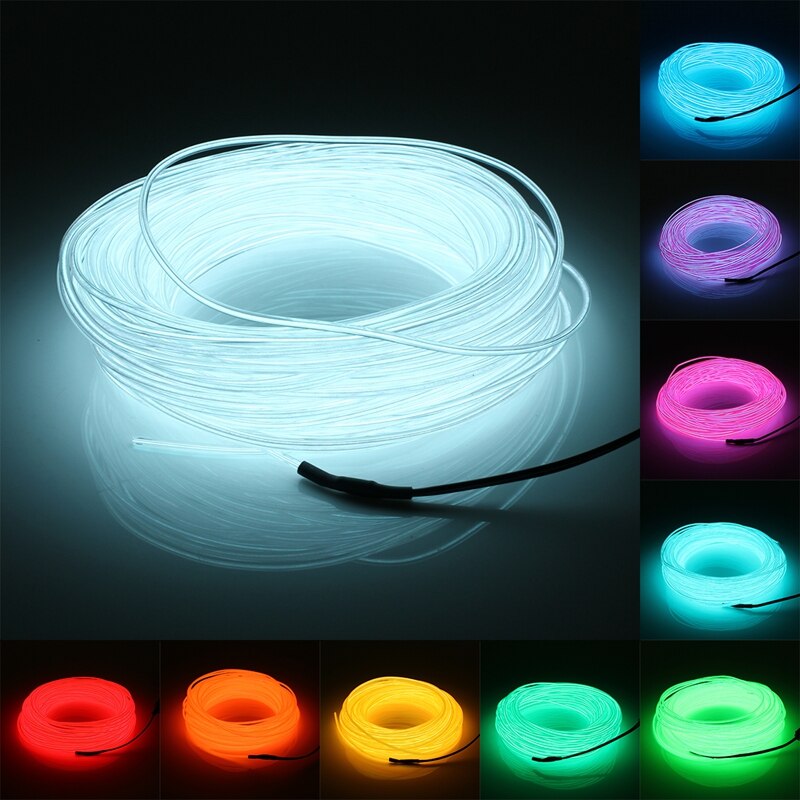 Jiguoor 20M EL LED flexibel Weichen Schlauch Draht Neon- glühen Auto Seil Streifen Licht Weihnachten Dekor AC 12V weihnachten Heimat Dekoration