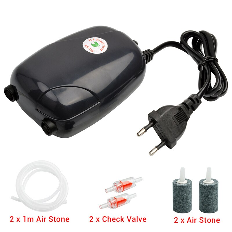 Aquarium Air Pump Fish Tank Mini Compressor Single Double Outlet with Check Valve Tube Aquatic Accessories 220V 3W 5W: 5W with Accessories / AU Plug