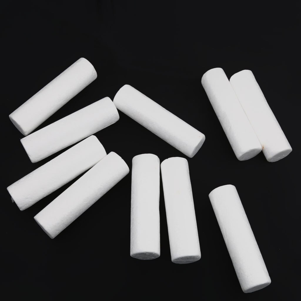 Pack of 10 White Modelling Craft Polystyrene Foam Cylinder Pillar Kids Craft DIY Decoration12cm