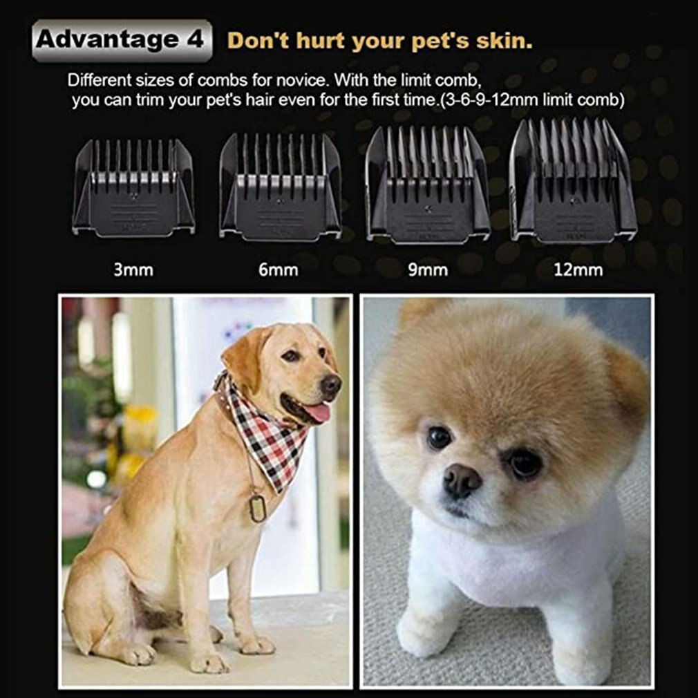 Professionele elektrische tondeuse voor huisdieren, honden, katten, dieren, geluidsarme tondeuseset