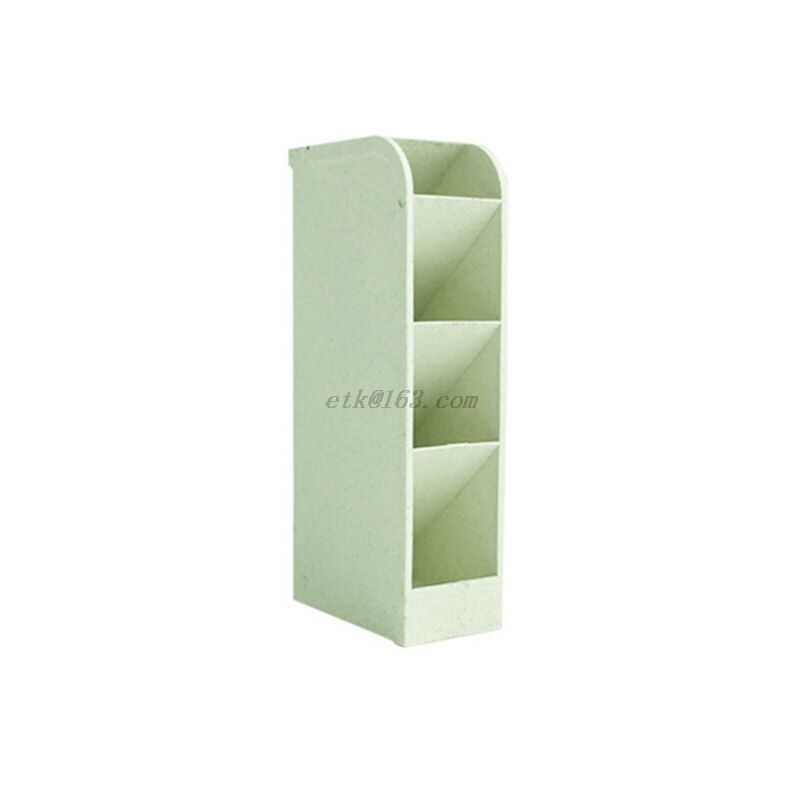 Multi-function 4 Grid Desktop Pen Holder Office School Storage Case Box Wheat Straw Desk Pencil Organizer Stationery: Green