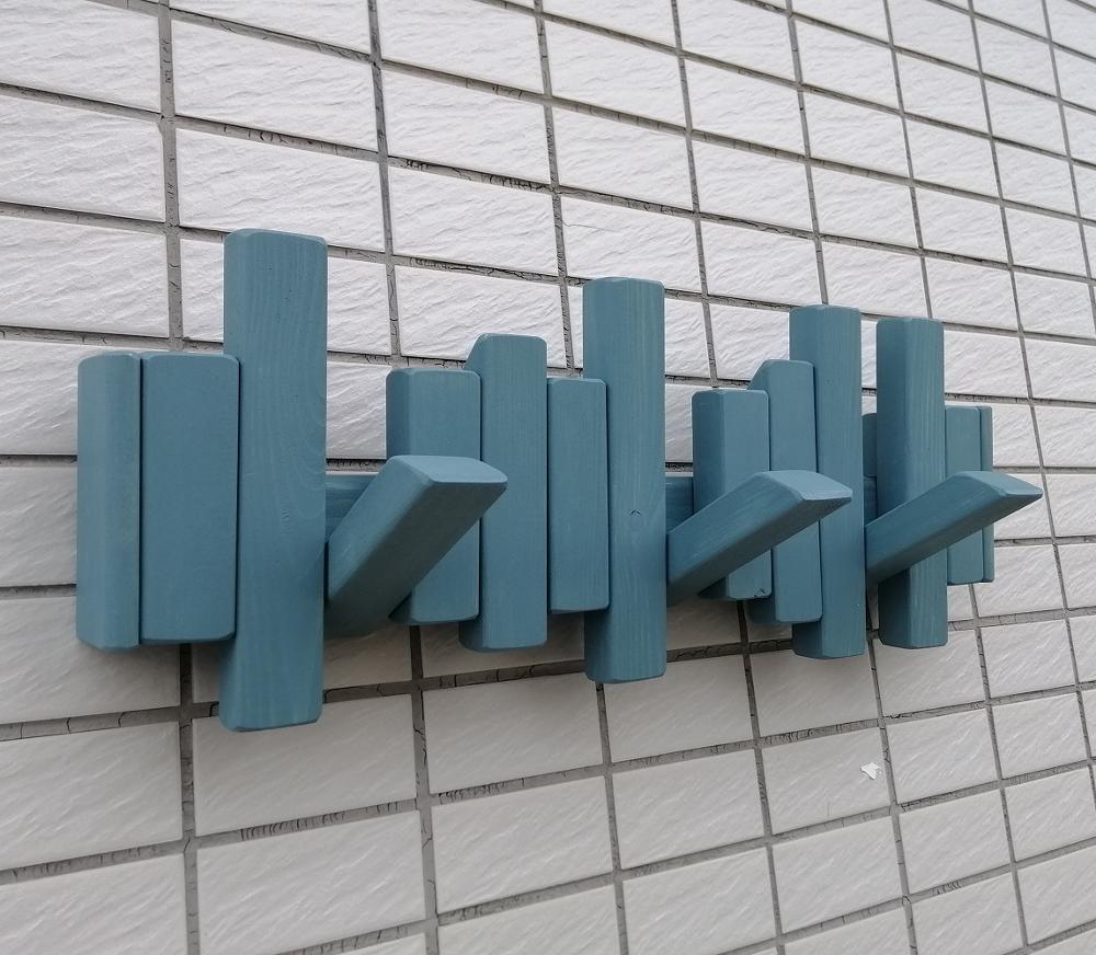 Wooden Wall Hook Coat Rack Wall Hanging Rack Solid Wood Storage Rack Rustic Wood Hanger Housewarming: blue color / 18x30cm (3 hooks)