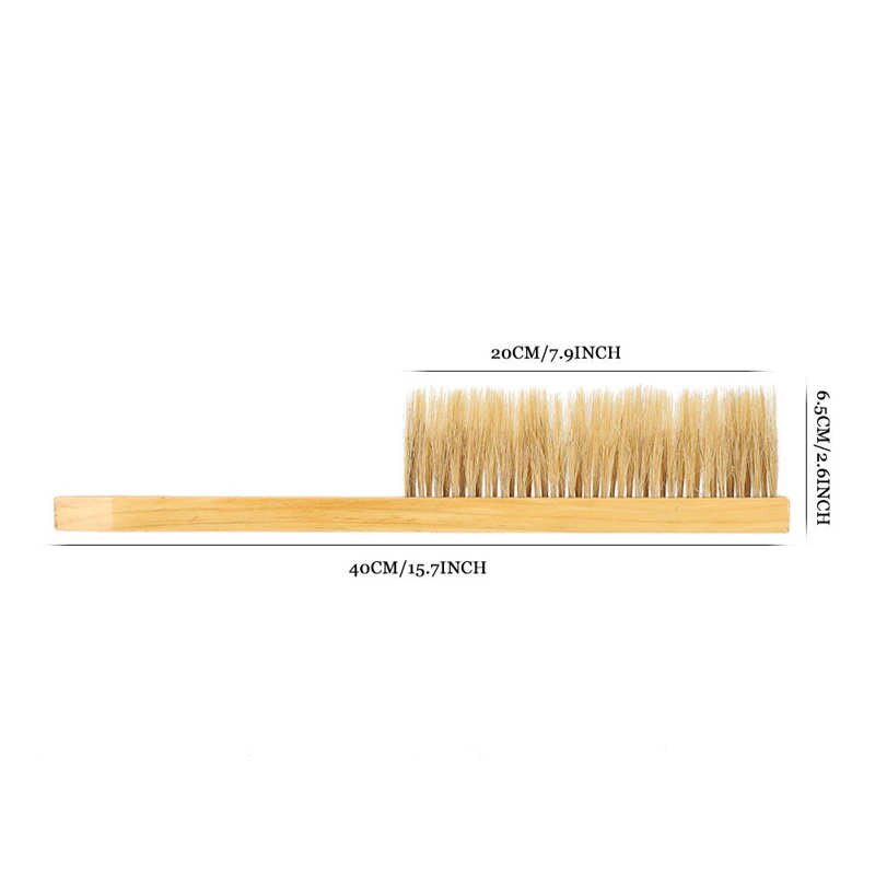 Bee brush double-row bristle beekeeping brush wooden handle beehive brush beekeeping tool