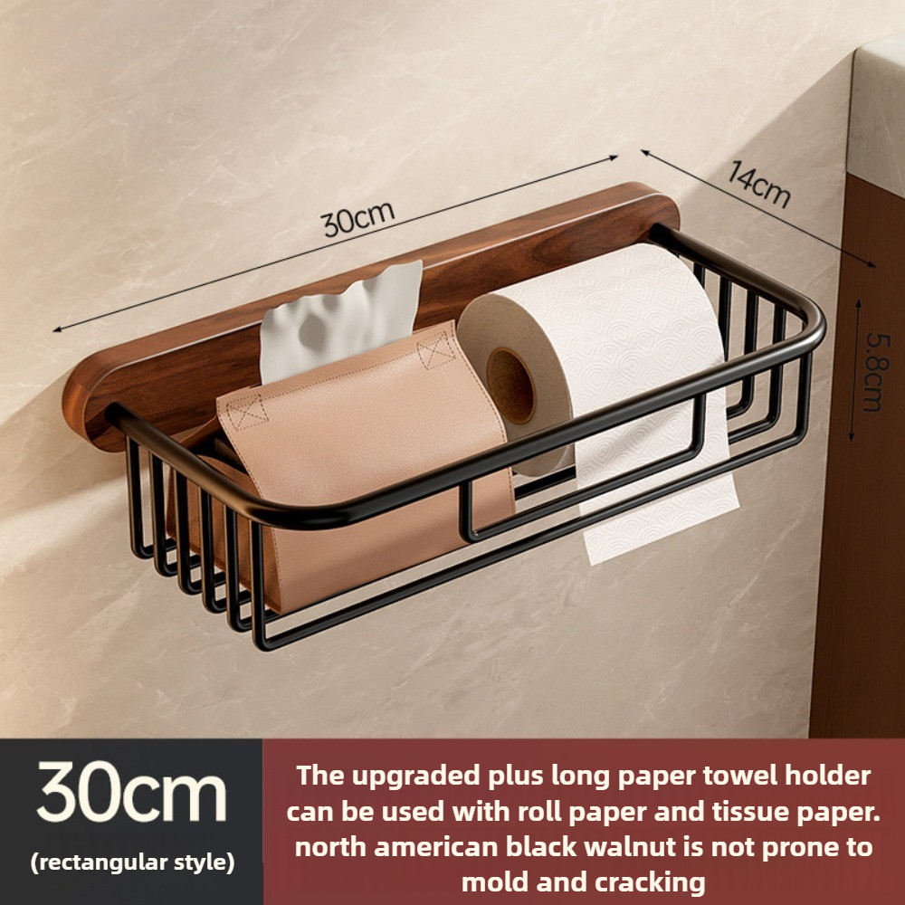 Toilet Tissue Box Bathroom Walnut Space Aluminum Paper Box Mobile Phone Storage Rack Stylish and Handsome Bathroom Accessories: Red