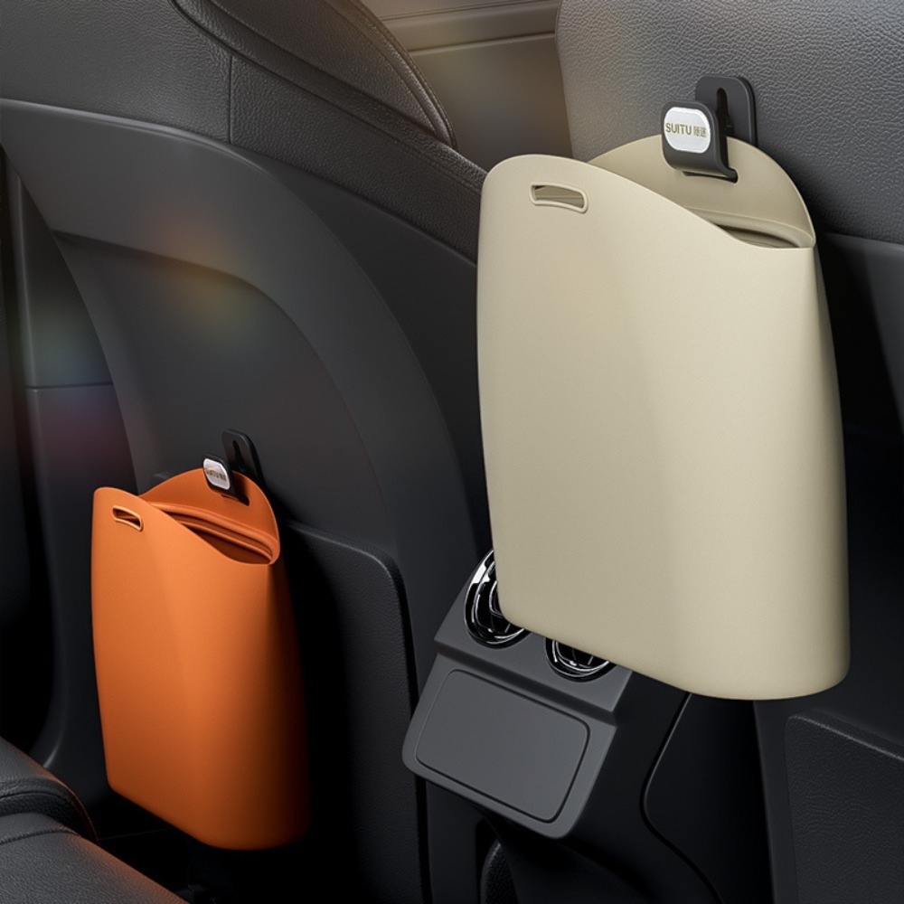 Portable Silicone Car Trash Can Dustbin Vehicle Storage Hanging Waste Bin Foldable Waterproof Space Saving Organizers Home