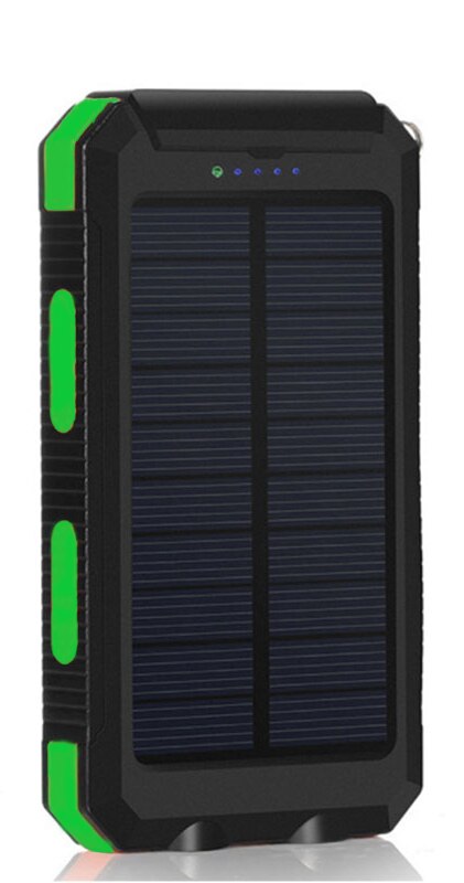 Portable Batterie Portable Solaire 20000mah chargeur pour Mobile Imperméable À L'eau En Plein Air Bricolage Batterie NIDIFICATION Lumière LED L'interface Micro USB: green