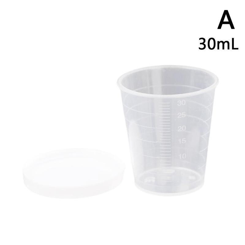 30ml plastgravyr måttbägare medicin mått mått bägare med lock lock genomskinlig behållare genomskinliga mått bägare: 30ml