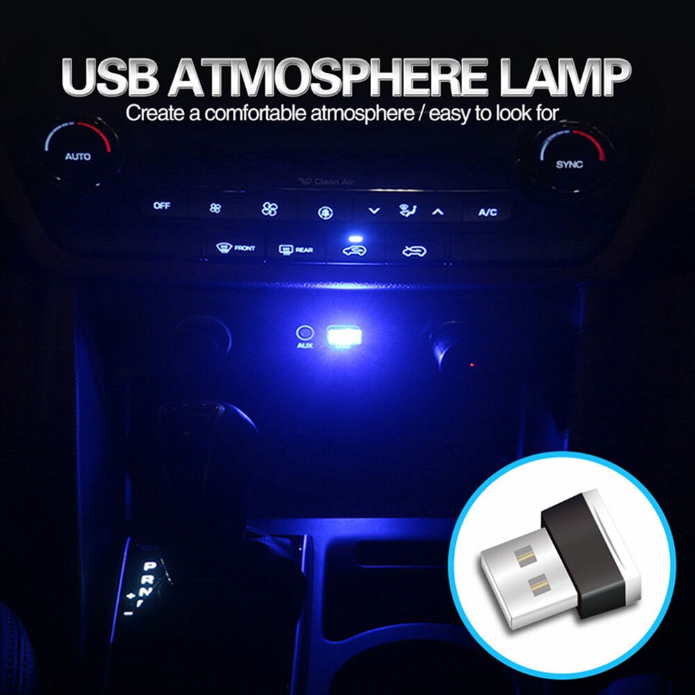 Mini Led Auto Licht Auto Interieur Usb Sfeer Licht Plug Auto Ambient Lamp Noodverlichting Pc Auto Producten Auto Accessoire