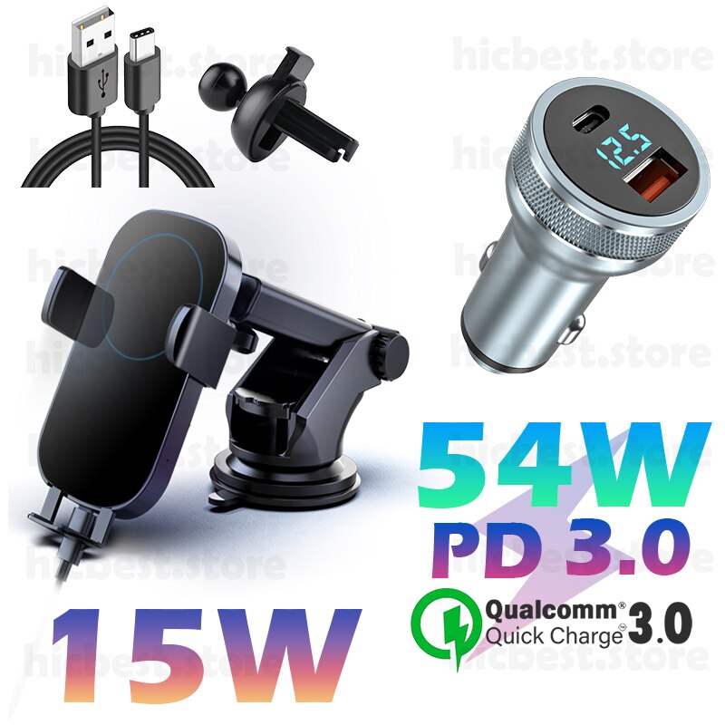 15W Qi Draadloze Oplader Auto Telefoon Houder Voor Samsung S21 S20 Ultra S10 S9 Inductie Oplader Auto Mount Voor iphone 12 11 Pro Max 8: 7