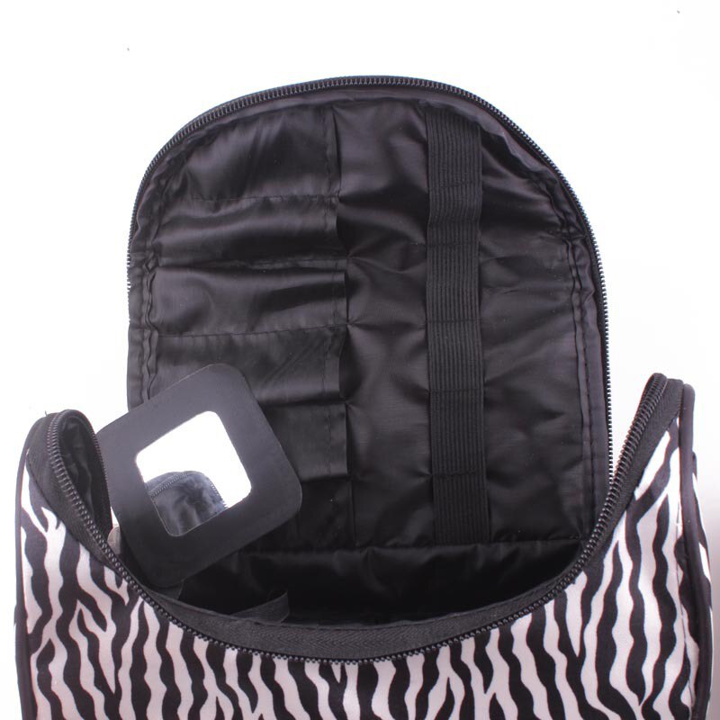 Organizador multifunción para brochas de maquillaje para mujer, neceser de viaje con rayas de cebra bolsa para estuche de maquillaje, neceser resistente al agua