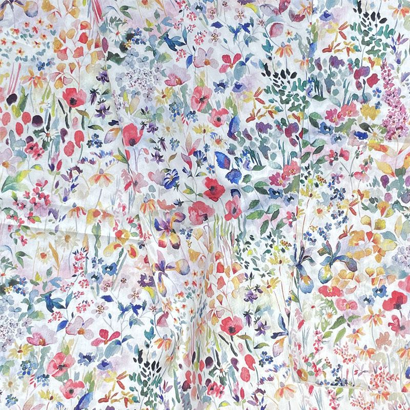 Vilde blomster rød 80s tissun liberty bomuldsstof til børn baby syning stof kjoler nederdel gør det selv håndlavet patchwork meter
