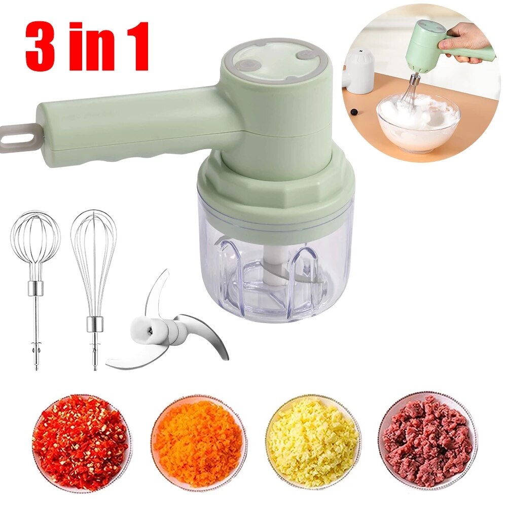 Mezclador de alimentos eléctrico inalámbrico 2 en 1, batidora de alimentos eléctrica de alta potencia, batidora de masa, batidor de huevos, batidora manual para hornear, herramientas de cocina