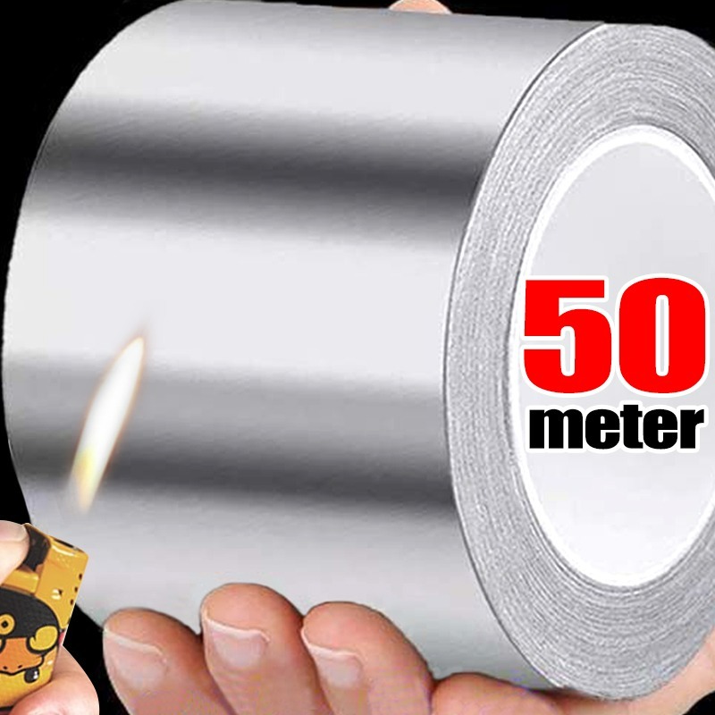 Taśma foliowa aluminiowa 5/50M, odporna na ciepło, szczelna, klejona, łatki naprawcze, taśma robić naprawy przecieków, wodoodporne naklejki kuchenne.