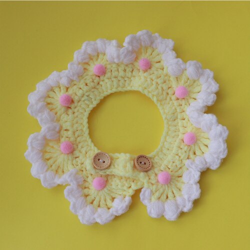 Macaron Knit Amarillo claro Babero para cachorro Pretty Green Collar de perro Bufanda Artículos para Bichon Frise Floral Pet Bows Pañuelo para el cuello de gato Maltés: Light Yellow / XS-neck15-20cm