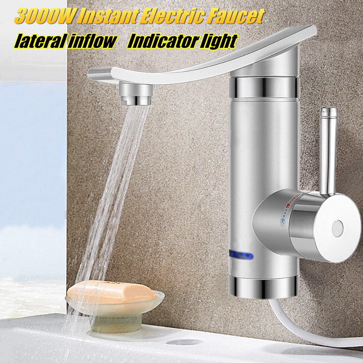 Hjem 3000w instant elektrisk vandhane vand elektriske vandvarmere under indstrømning/sidevand uden lækagesikring: Sidevand