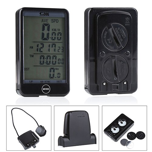 Mtb Bike Fiets Computer Kilometerteller Lcd Backlight Dispaly Snelheidsmeter Computer Kilometerteller Snelheidsmeter Met Groene Achtergrondverlichting