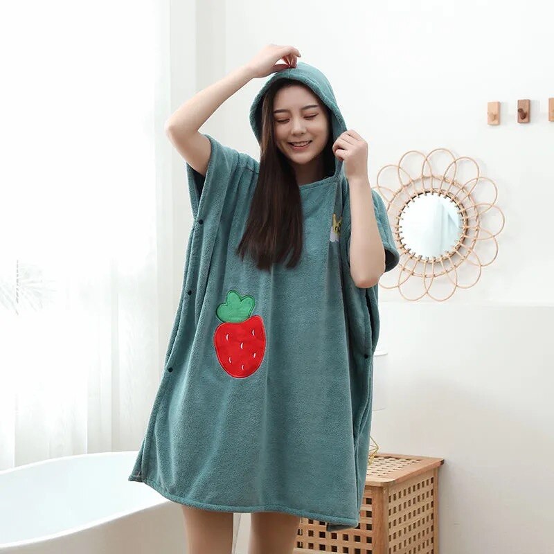 Wearable Bathrobe Beach Towel Fast Absorbing Water Outdoor Sports Soft Tactility Hooded Bath Towels Dress Poncho Swimming Cloak