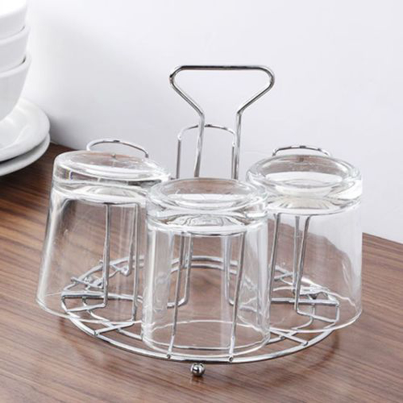 1xMetal Mug Tree Holder 6 Cups Coffee Tea Glass Cup Rack Storage Stand Drain