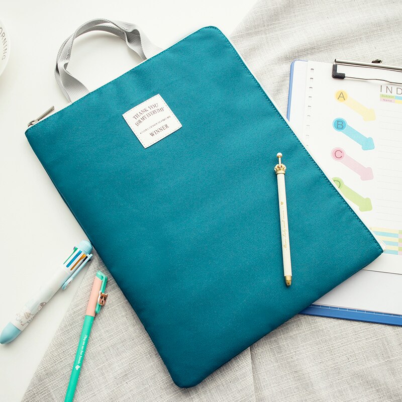 Organizador de documentos A4, maletín de nailon impermeable para hombre y mujer, bolso de oficina funcional, porta documentos, Maletín de negocios: Cyan