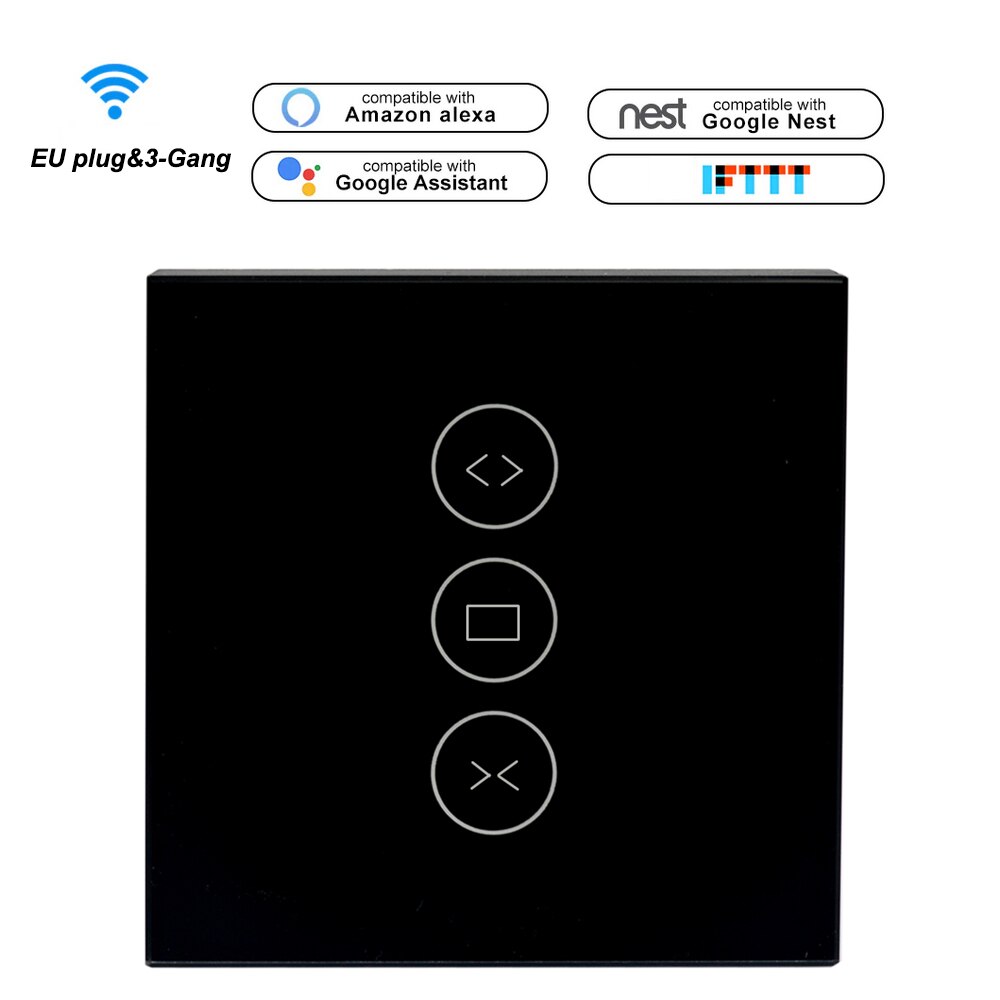 Voice Control Switch Smart Life Wi-Fi Switch Remote Control Touch Panel Control Voice Control Timing Fuction for Android iOS: Black EU 3-Gang