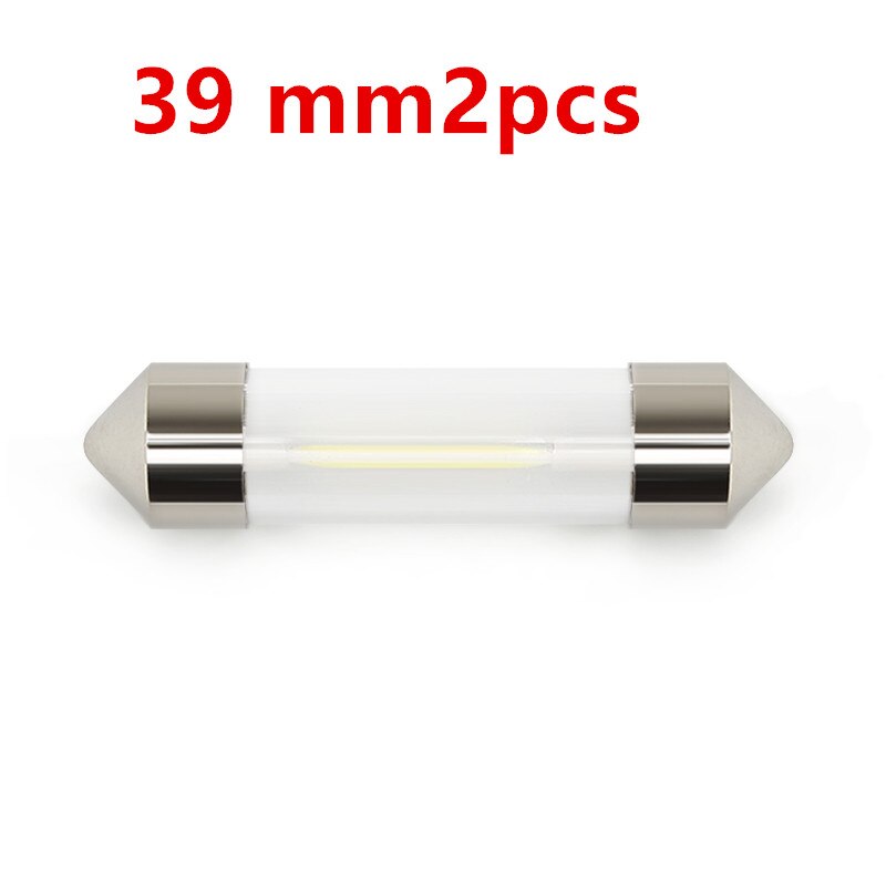 2pcs Car Led C5W 31mm 36mm 39mm 41mm Cob Glass Car Interior Car Light Trailer Light Reading Dome Door Bulb 12v DC White: 39 mm2pcs