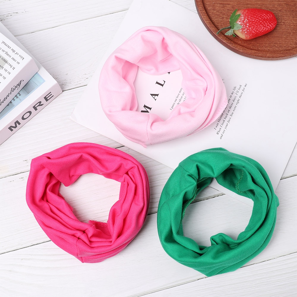Kids Leuke Katoenen Sjaal Solid Print Kinderen Herfst Winter Warm Winddicht Sjaals Jongens Meisjes Multipurpose O Hals Ring Sjaal