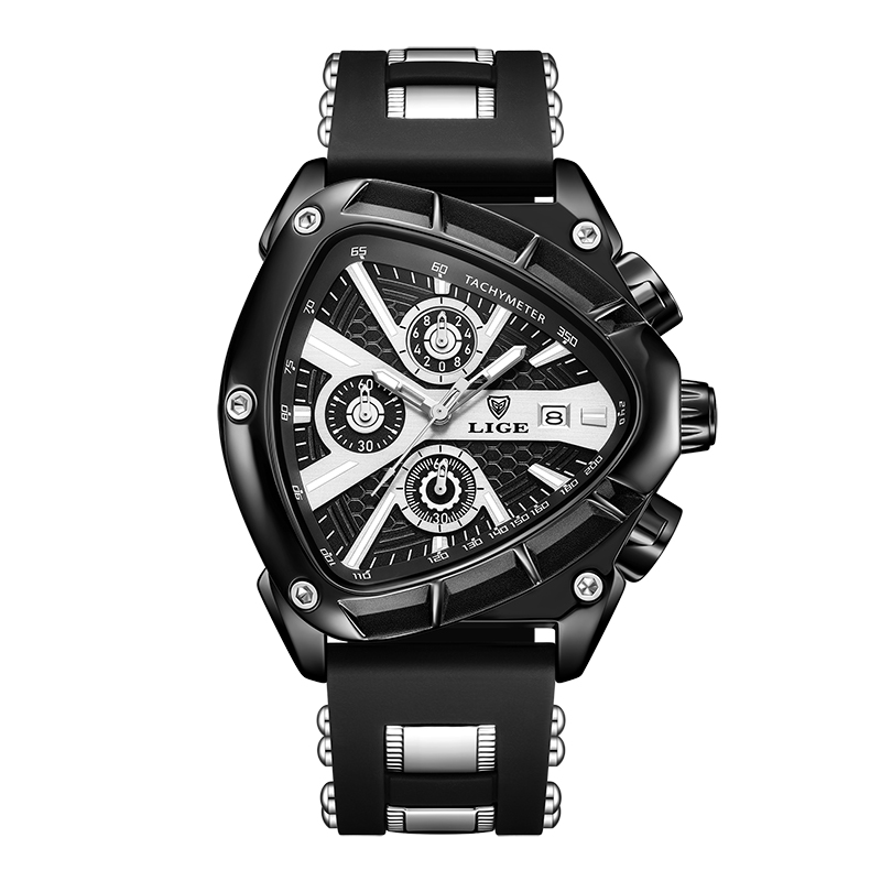 Reloj LIGE Original de lujo para hombre, relojes de pulsera deportivos impermeables de cuarzo para hombre, relojes de pulsera de negocios con esfera grande, reloj Masculino + caja: Blanco