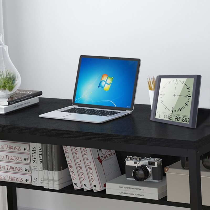 20x20cm Wall Hanging Digital Clock Thermometer Humidity Gauge Large Screen LCD Dispaly Electronic Analog Wall Clocks