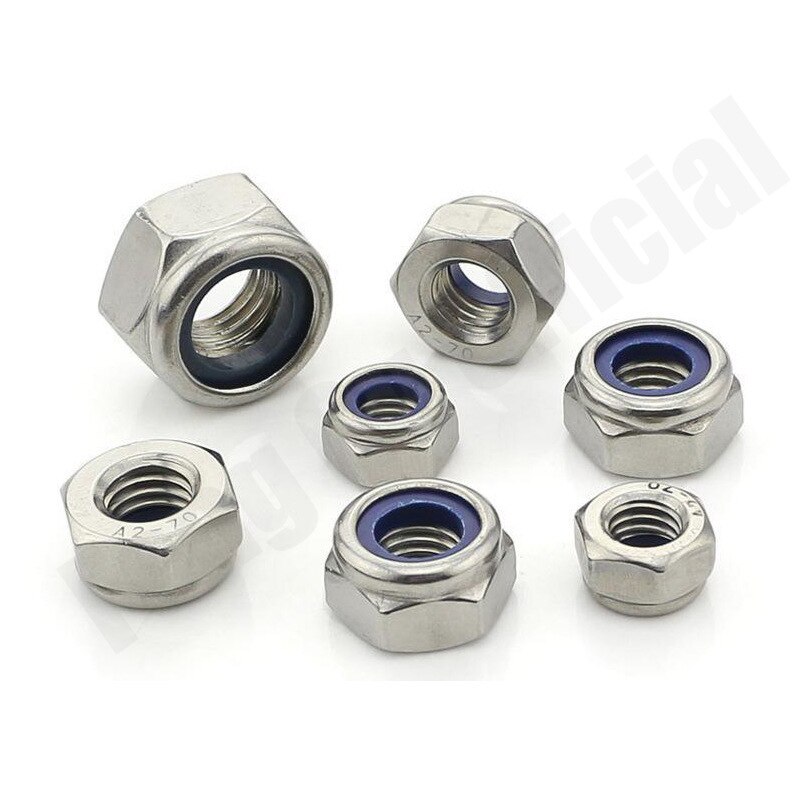 DIN985 [M2-M24] 304 Stainless Steel Nylon Self-locking Hex Nuts Locknut Slip Lock Nut A020