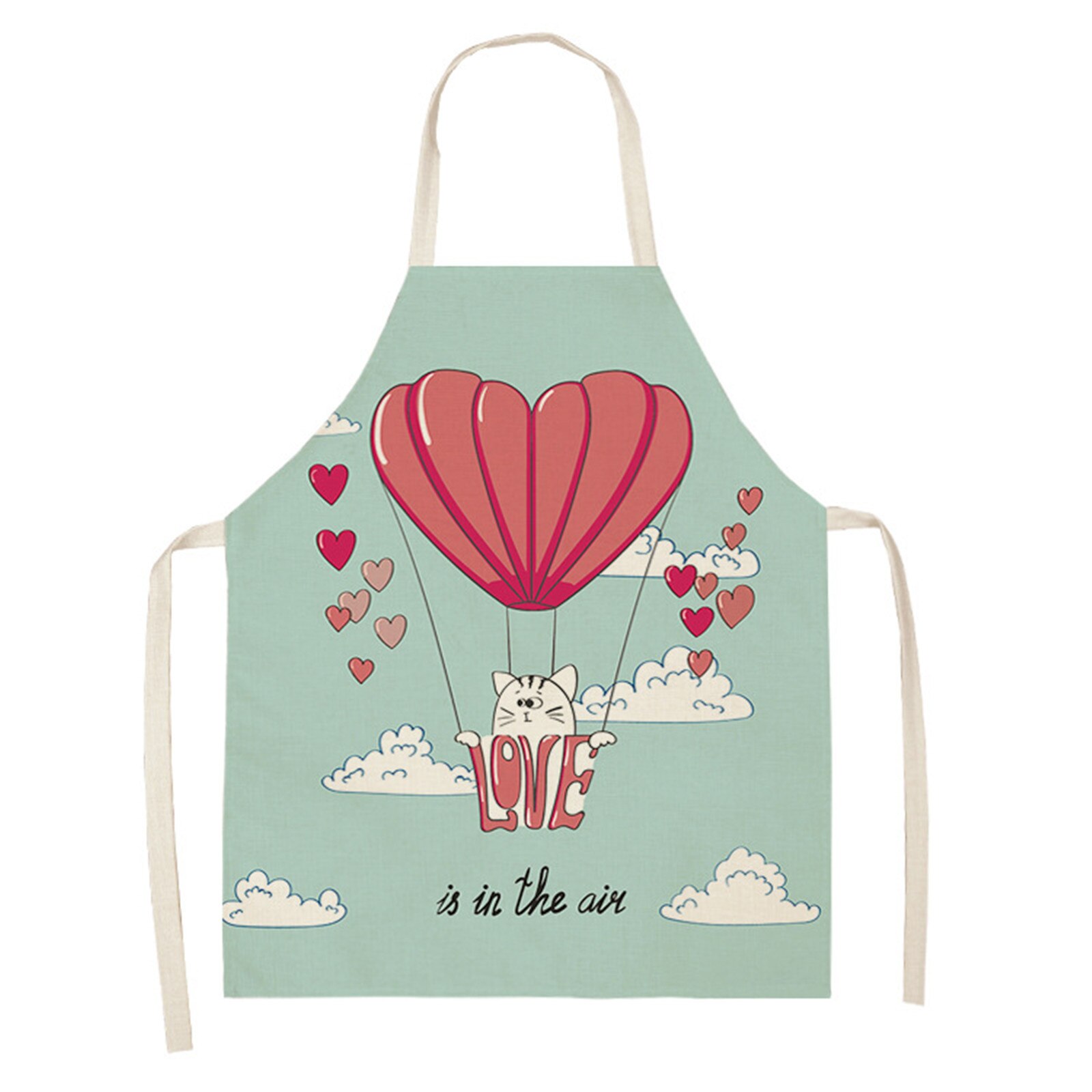25#Adult Aprons Family Kitchen Accessories Valentine's Day Print Linen Family Aprons Accessories Cleaning Clothes Aprons: E