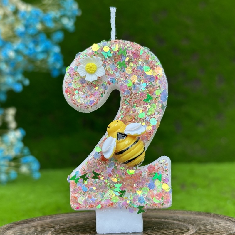Colored Children's Bee Candle Wedding Guest Girl Boy birthday Candle Party Supplies And Stands Christmas Lights Candles: Rainbow