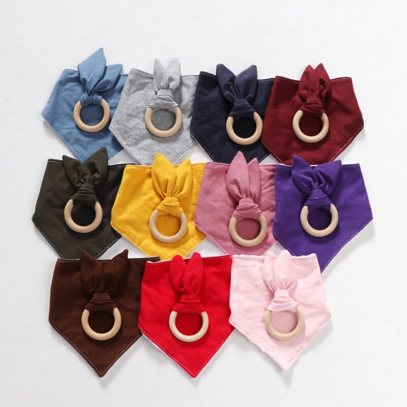 1 Set Baby Rabbit Ears Teether Cotton Bibs Infant Saliva Towel Care Set Baby Bib N1HB