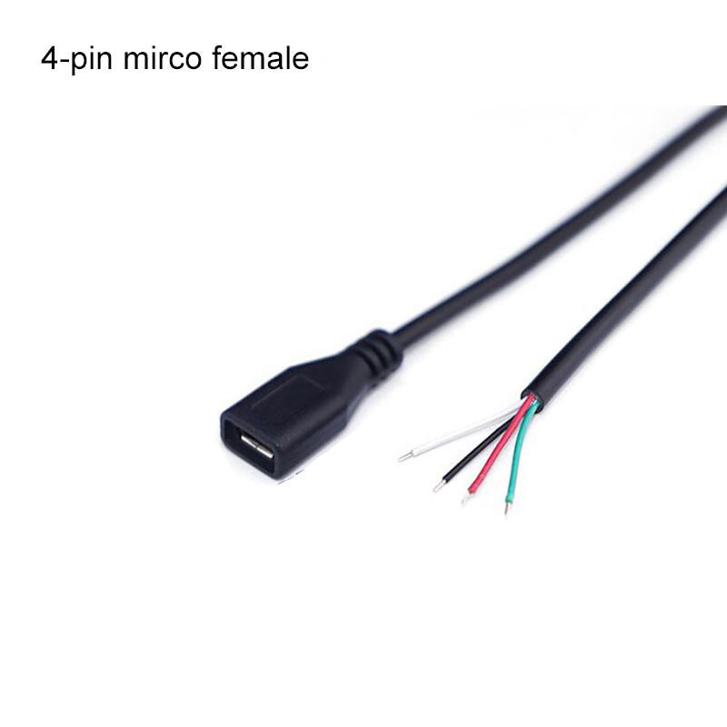 2 4 núcleos 0,3 M USB 2,0 tipo A macho hembra 2 pines 4 pines micro USB DIY conector reparación Cable de soldadura adaptador de fuente de carga de energía: Naranja