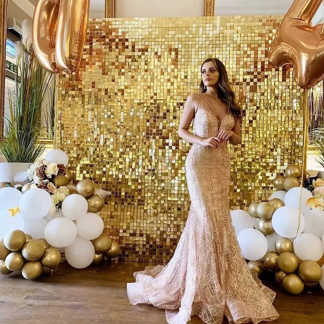 Black Gold Birthday Party Decorations Backdrop Curtains Glitter Tinsel Fringe Foil Curtain Background Wedding Adult Anniversary