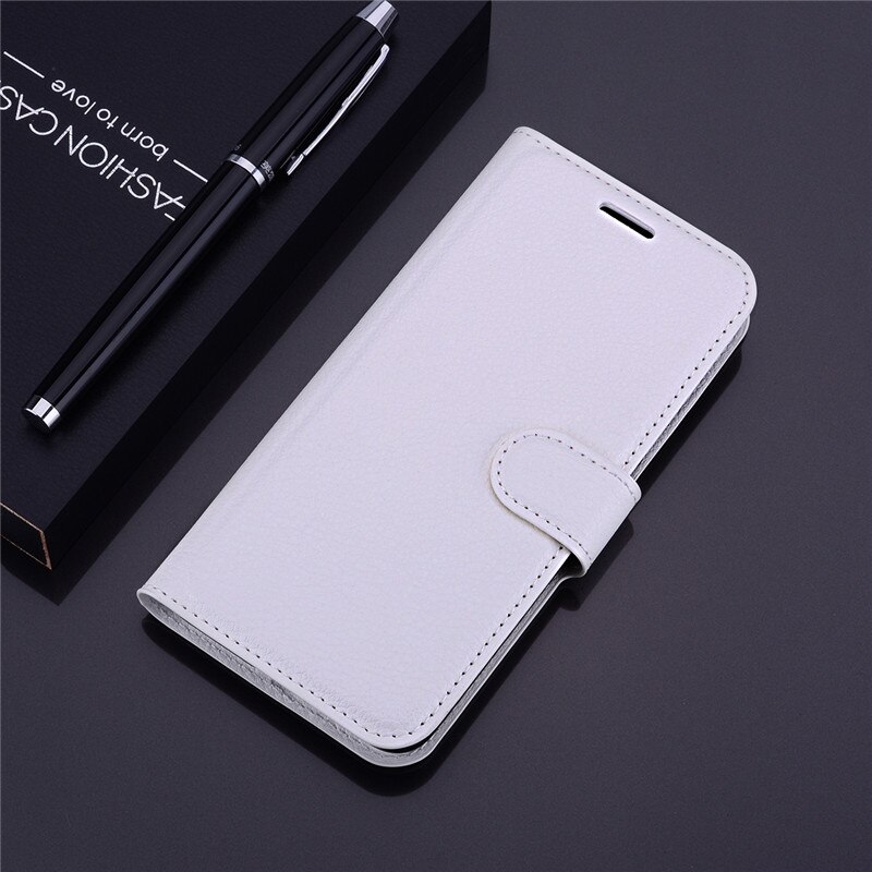 Funda Huawei Y6 Funda Huawei Mya-L41 Funda de cuero PU Funda con tapa para Huawei Y6 Mya-L41 Mya-L11 Fundas de teléfono coque: White