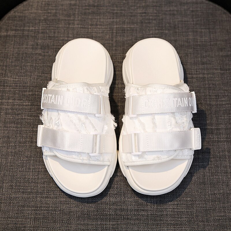 Adboov bas tofflor kvinnor plattformsrutschbanor chunky slipper flip flops skor kvinna