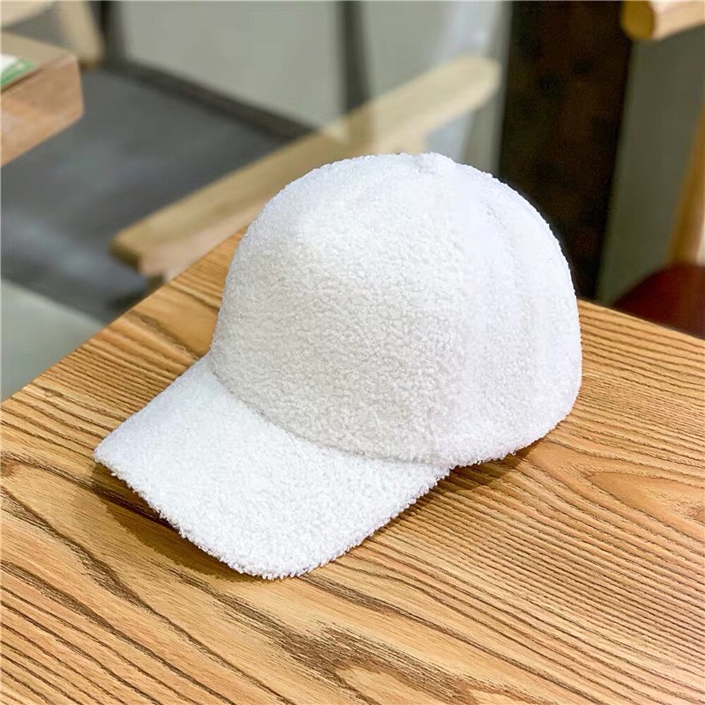 Winter Kappen für Frauen Männer Wolle Baseball Kappe Verdicken Warme Reine Farbe Casquette Hütte Männer Frauen Hüte: Weiß