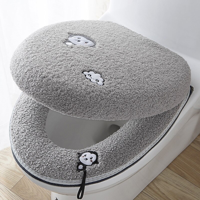 Toiletbril Mat Setbathroom Universele 2 Stks/set Kussen + Deksel Cover Warm Soft Wasbare Closestool Seat Case Winter Pad Bidet matten: monkey gray covers