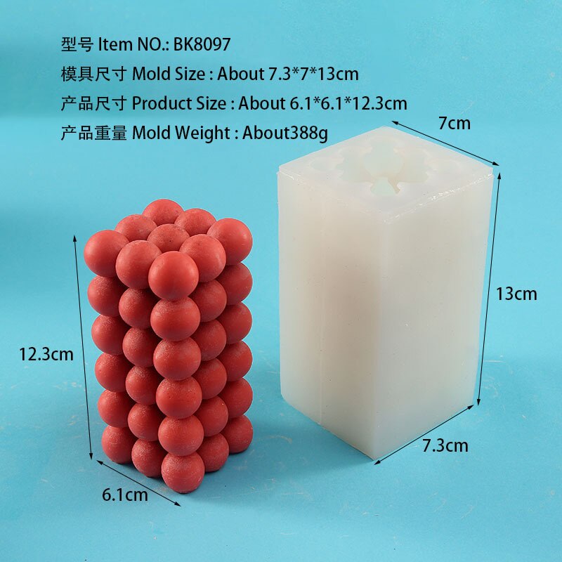 Cubo de burbujas grande de silicona para decoración de escritorio, molde de vela hecho a mano de resina epoxi de yeso para aromaterapia: Verde claro