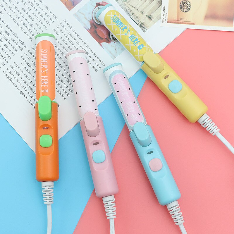Buckle Mini Hair Curler Straightener Electric Splint Hair Curling Irons Travel Hair Tools Cute Candy Color Flat Iron