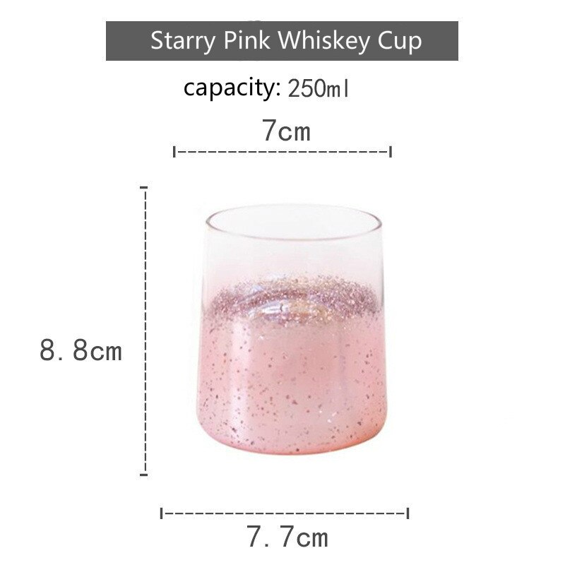 Europeisk stil stjerneegg koppplatering farge stor kapasitet blyfri glass kopp husholdning krystalljuice kopp ølkopp: Rosa whiskykopp