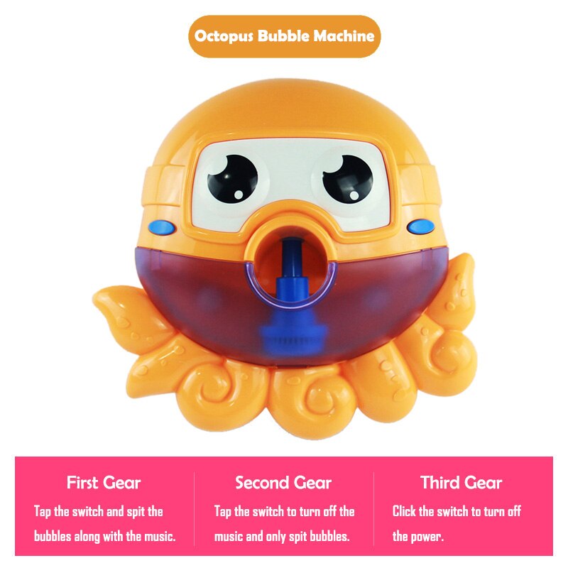 Bubble Crab Bath Toy Bubble Machine Crabs Frog Music Bathtub Soap Automatic Bubble Maker Bathroom for Toddlers Baby Kid Toy: Octopus No Box B