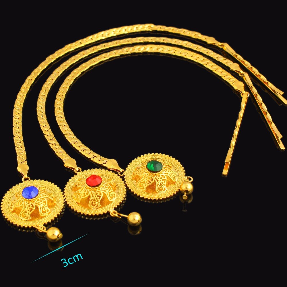 NEUE Äthiopischen Gold Haar Kette Schmuck Frauen 24 karat Gold Farbe Strass Afrikanische/Eritrea/Kenia Habesha Hochzeit Zubehör