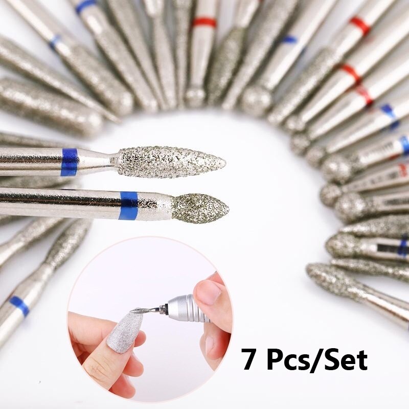7 Pcs/Set Carbite Nail Grinding Head Nail Drill Bit Ceramic Mill Machine Set Cutter For Pedicure Electric Nail Files