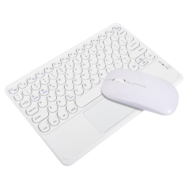 Keyboard and Mouse Set, Smart Wireless Bluetooth Mouse and Keyboard for Ios and Android Phones and Tablets: White
