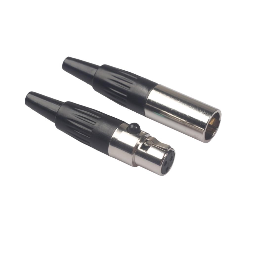 Mini 3 Pin XLR Female Cable Connector For Microphones Black And Sliver