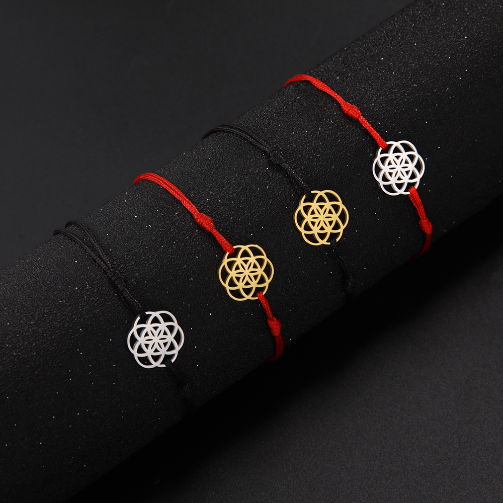 Dawapara-pulsera de semilla de la vida, amuleto de acero inoxidable con símbolo de Yoga, Geometría Sagrada, joyería Kabbalah